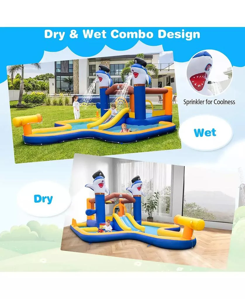 Mecale 7-In-1 Water Slide Park with Splash Pool and Water Cannon with 680W Blower 4
