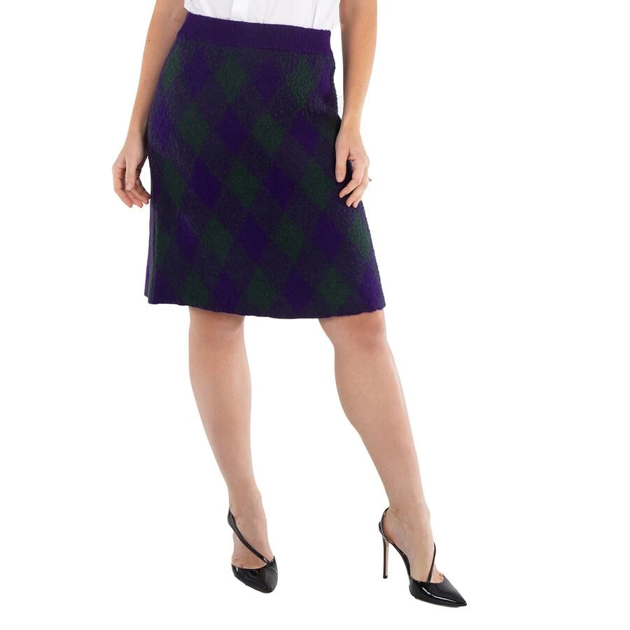 Burberry Burberry Vintage Check Frayed-Edge Wool Skirt, Size Medium