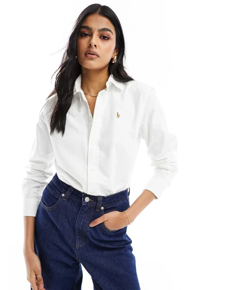 Ralph Lauren Polo Ralph Lauren long sleeve oxford shirt in white ...