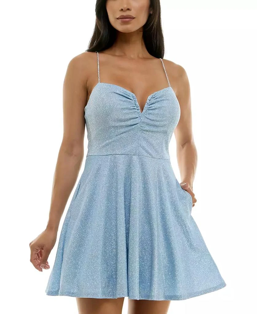 Crystal Doll Juniors' Notch V-Neck Sleeveless Fit & Flare Dress 4