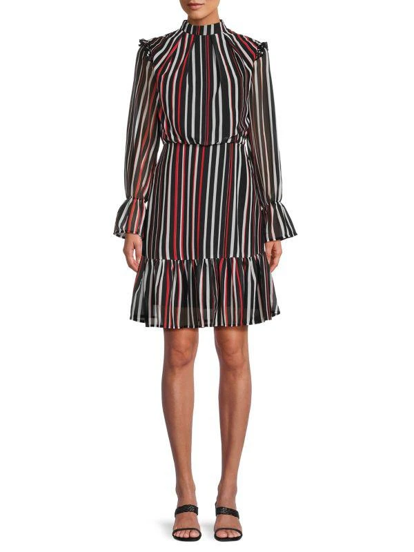 AREA Striped Mock Turtleneck Dress 1