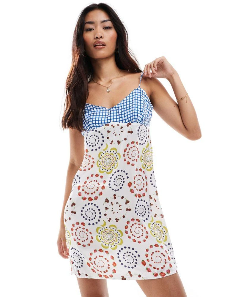VERO MODA Vero Moda satin mini slip dress in abstract fruit print 3
