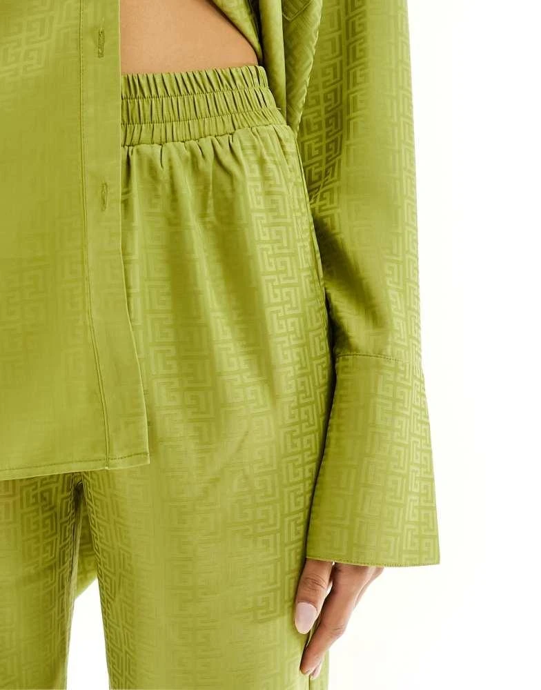 4th & Reckless 4th & Reckless satin wide leg trousers co-ord in lime 5