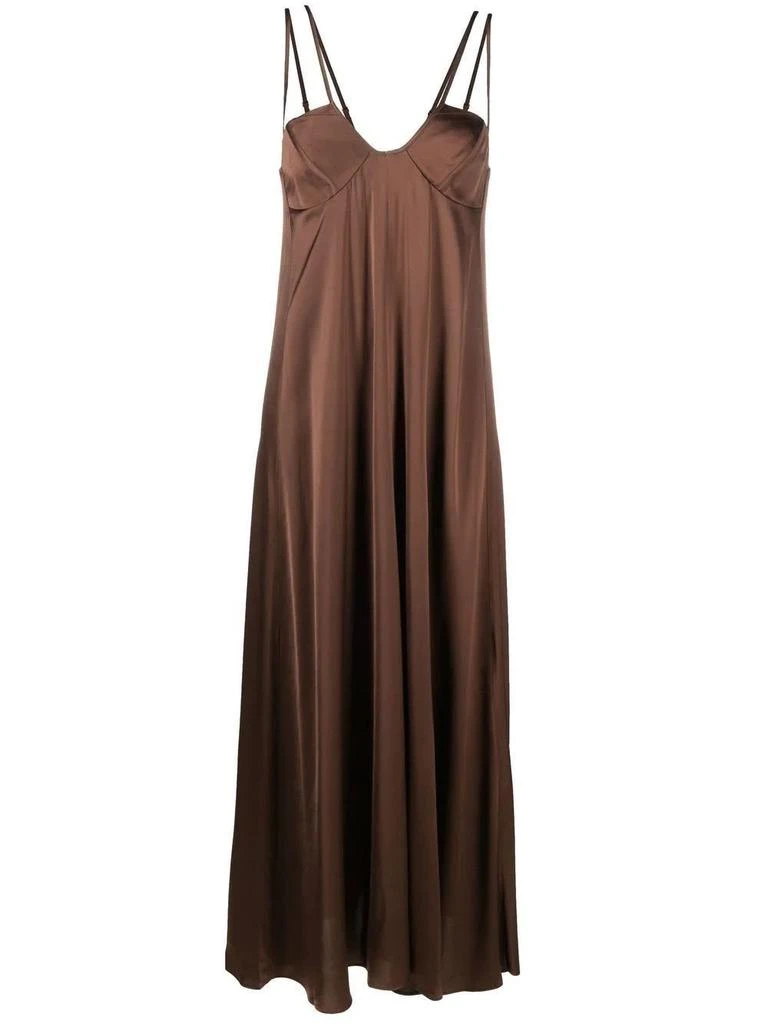 rosie assoulin golden afternoon striped linen midi dress Blue Stripe Falling off the Shoulder Midi Dress main image 1