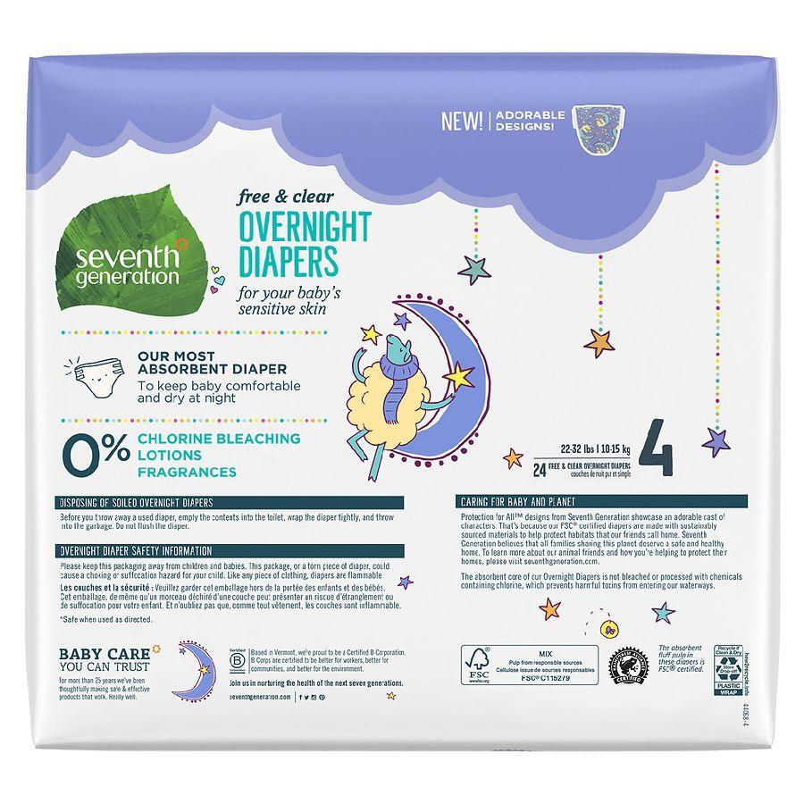 Seventh Generation Overnight Baby Diapers Free & Clear Stage 4