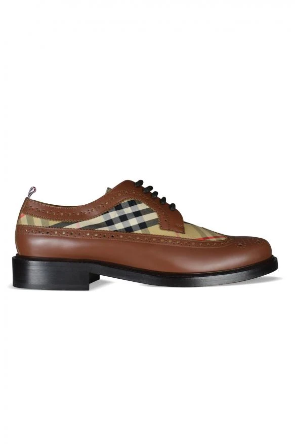 Burberry Men's luxury shoes tailor brogue brown leather derbies with vintage pattern 1