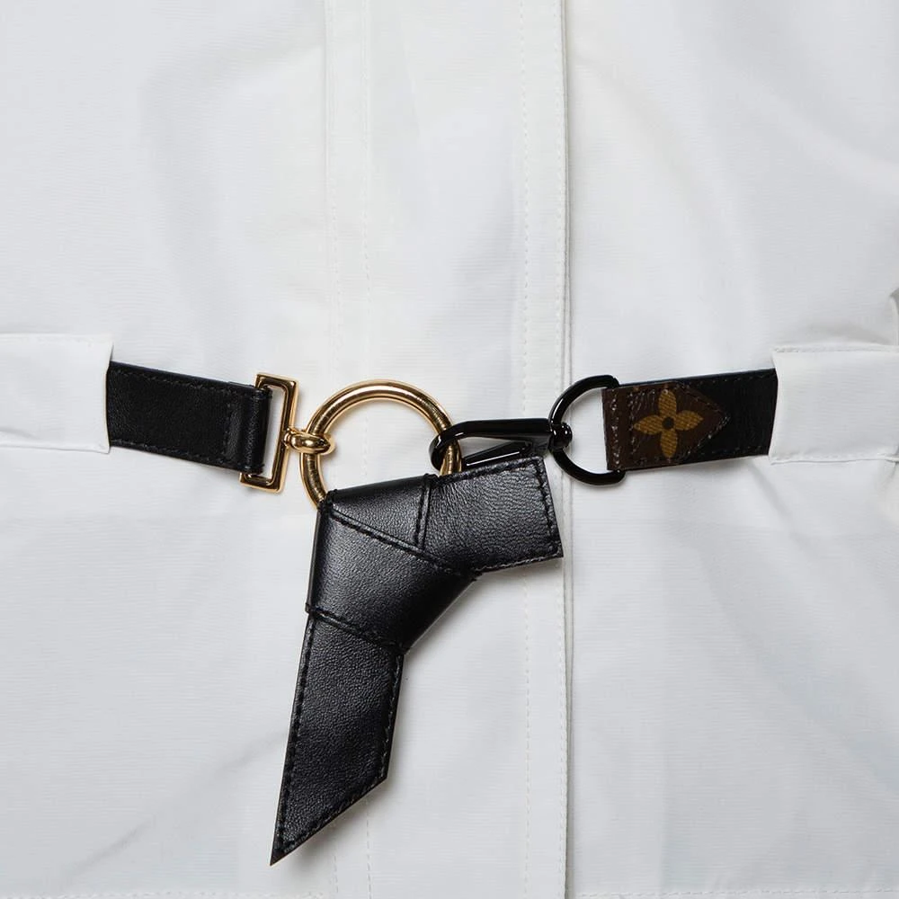 Louis Vuitton Louis Vuitton White Synthetic Logo Printed Hood Detail Belted Parka Jacket M 5