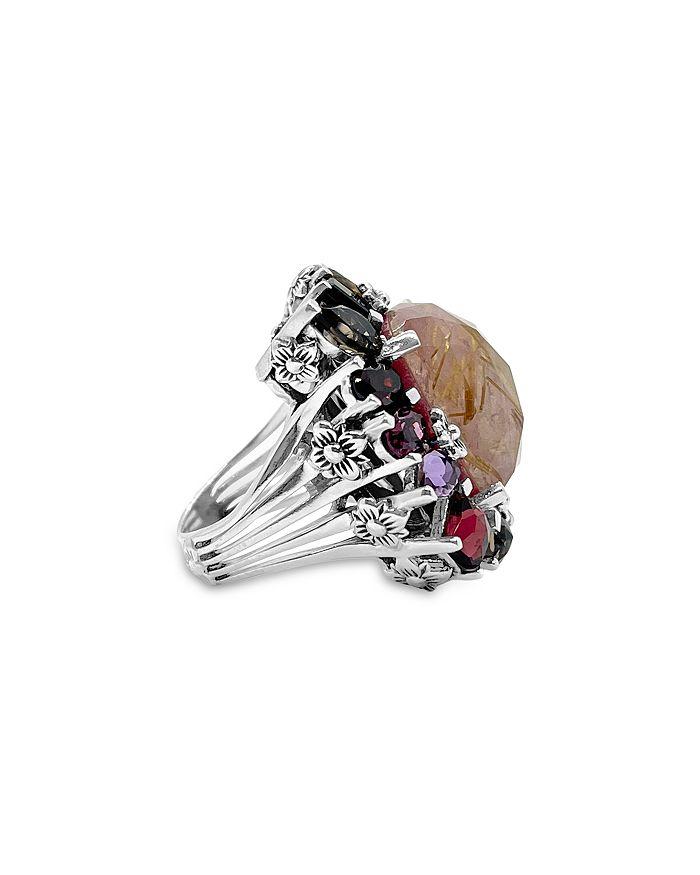 Stephen Dweck Sterling Silver Rockrageous Multi Gemstone Halo Statement Ring