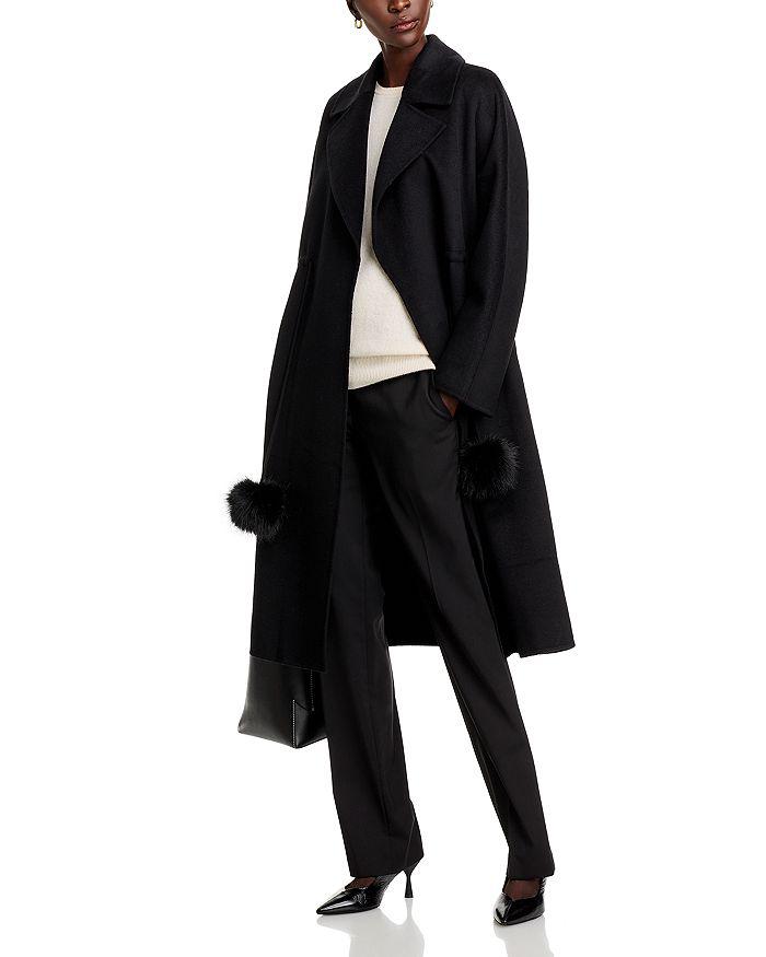 Adrienne Landau The Wool Blend Pom Pom Coat