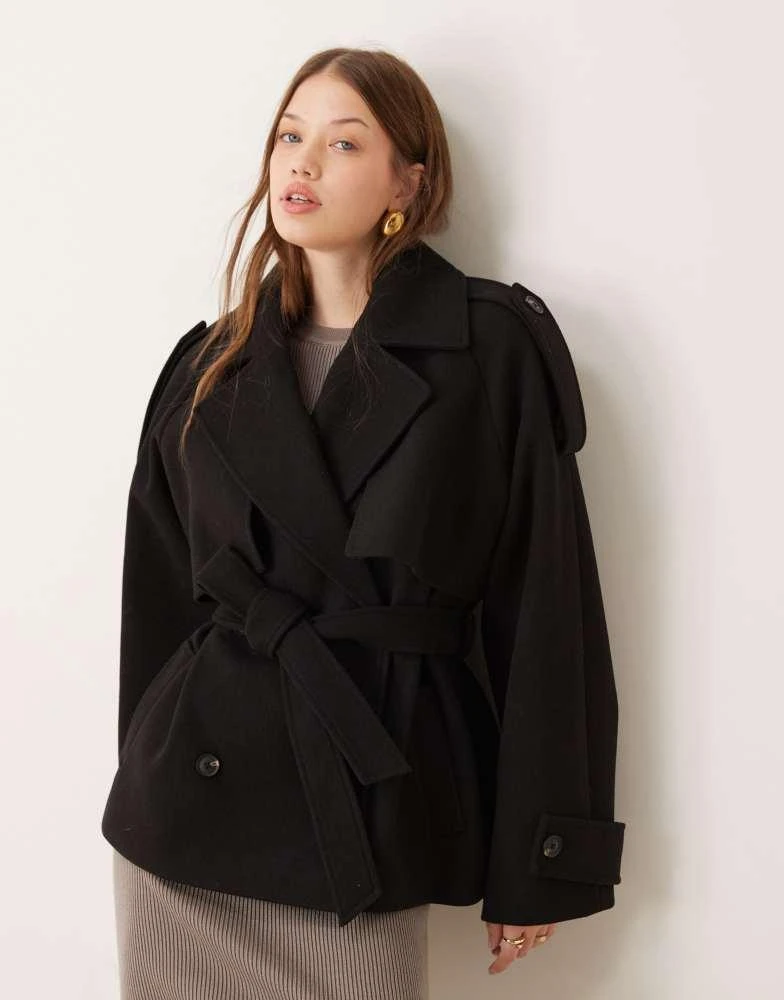 ASOS ASOS DESIGN oversized formal trench coat with strong shoulder in black 1