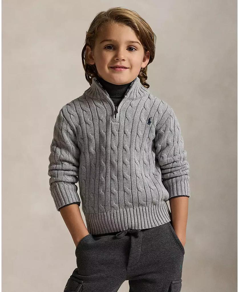 Ralph Lauren Boys 2-7 Cable-Knit Cotton Quarter-Zip Sweater