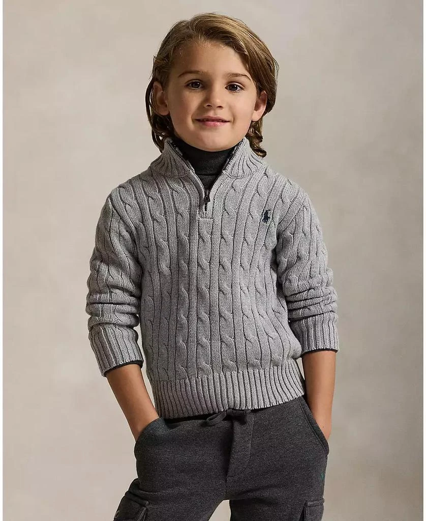 Ralph Lauren Boys 2-7 Cable-Knit Cotton Quarter-Zip Sweater 1