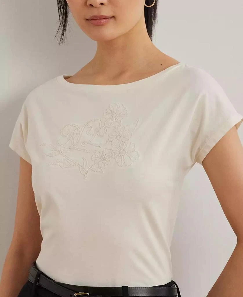 Ralph Lauren Women's Embroidered Jersey Tee, Regular & Petite 3