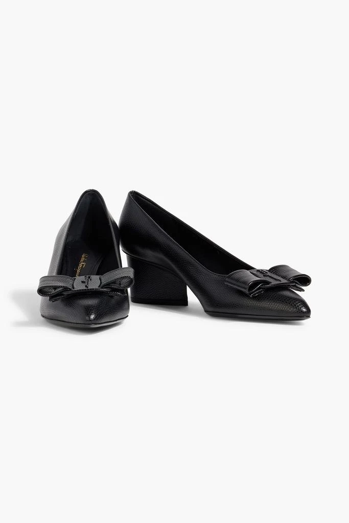 Salvatore Ferragamo Viva bow-detailed lizard-effect leather pumps 2