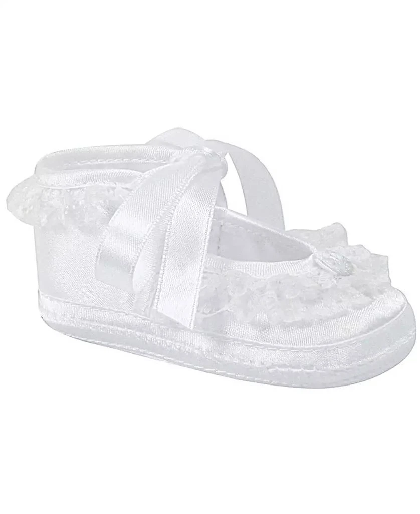 Baby Deer Baby Girl Satin Slipper with Lace Trim and Satin Tie 1