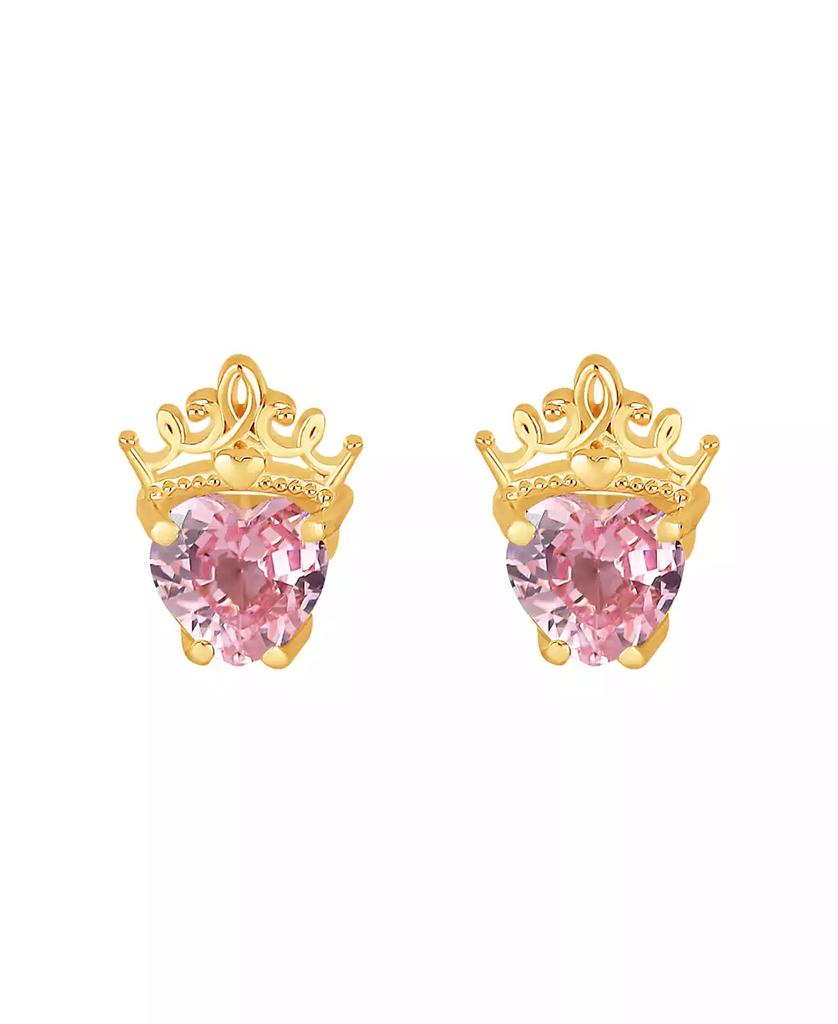 Disney Cubic Zirconia Heart Earrings in 10k Yellow Gold