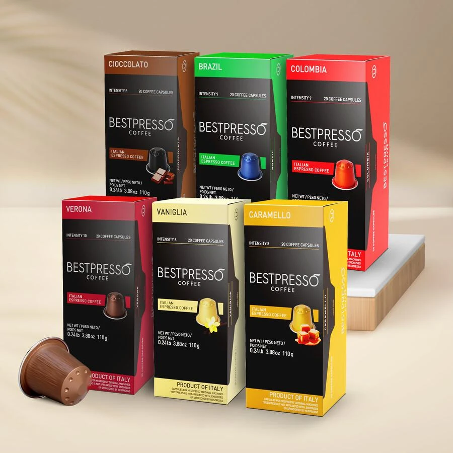 Bestpresso Coffee for Nespresso OriginalLine Machine 120 pods Certified Genuine Espresso Variety Pack mix Flavored and Dark roast 2