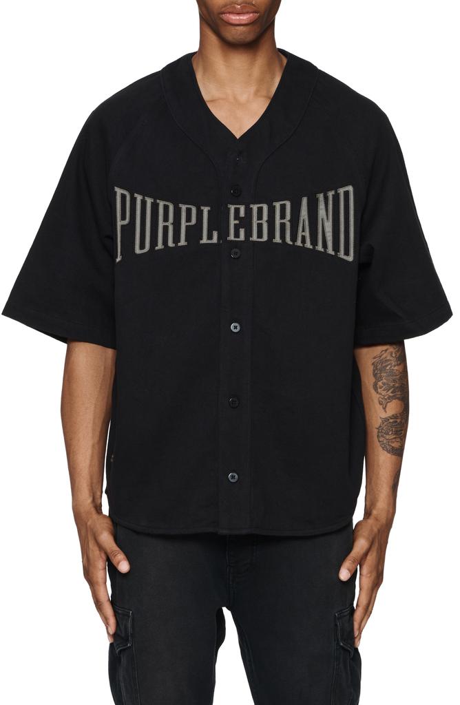 Purple Brand Logo Cotton Baseball Shirt