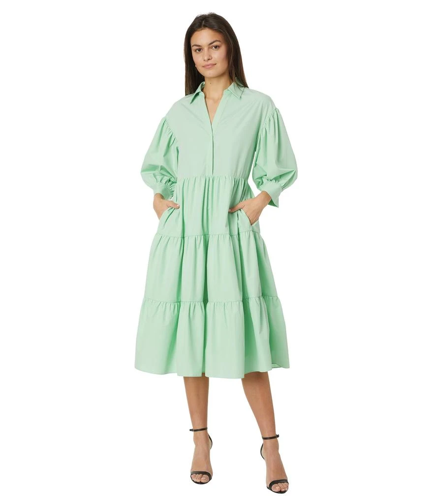 English Factory V-neckline Puff Sleeve Midi Dress 1