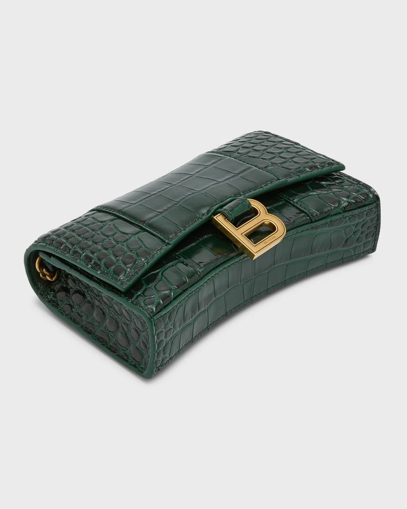 Balenciaga Hourglass Croc-Embossed Wallet on Chain 9
