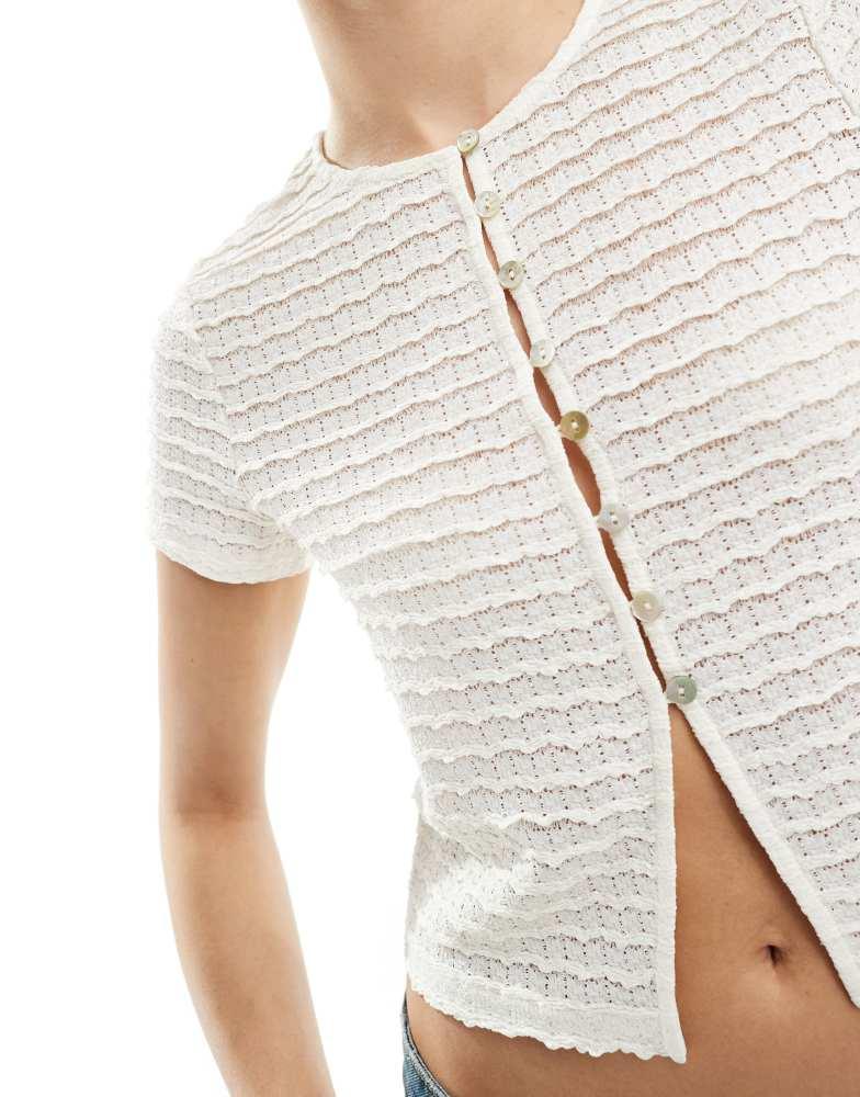 New Look New Look lace button front crop top in cream