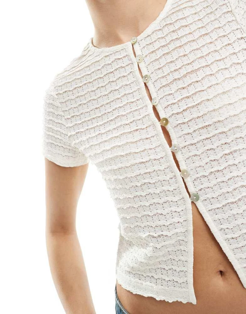 New Look New Look lace button front crop top in cream 2