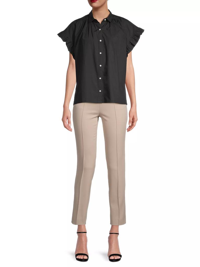 Birds of Paradis Marianne B Ruffled Cotton Button-Front Shirt