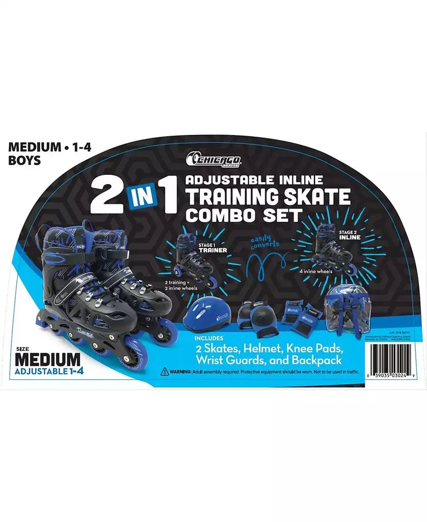 Chicago Skates Chicago Adjustable Inline Training Skate 8pc Combo Set - Size S (J10-J13) 13