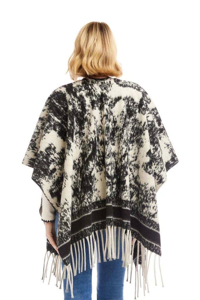 Karen Kane Karen Kane - Brushed Jacquard Knit Fringe Poncho 2