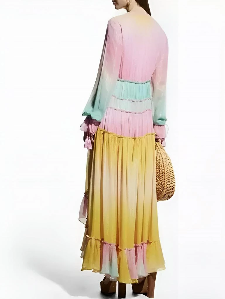 ROCOCO SAND Rococo Sand - Zale Metallic Pastel High-Low Rainbow Maxi Dress 2