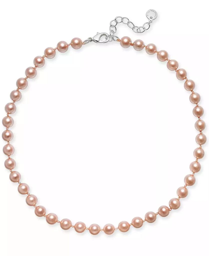 Charter Club Silver-Tone Pink Imitation Pearl (8mm) Collar Necklace, Created for Macy's 1