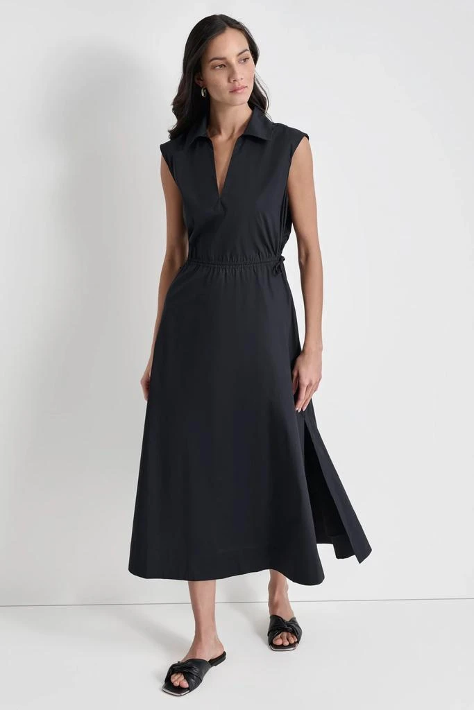 DKNY CUTOUT PINSTRIPED MIDI SHIRT DRESS 6