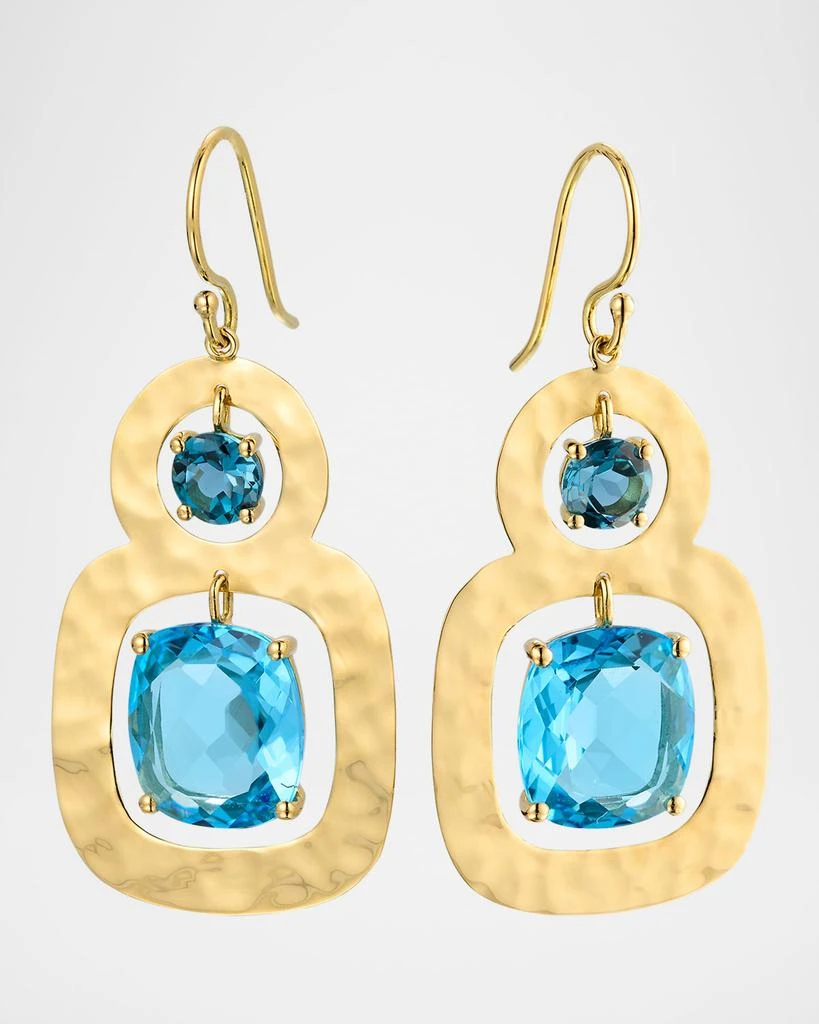 Ippolita Rock Candy 18K Yellow Gold Crinkled 2-Stone Earrings with Blue Topaz 1