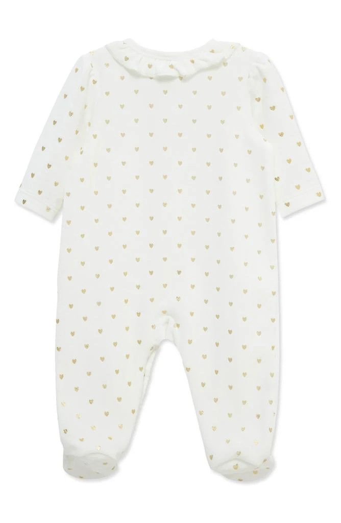 Little Me Gold Hearts Bow Velour Footie 2