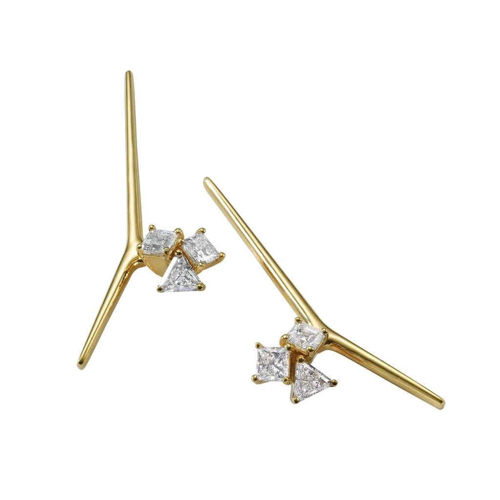 Ame Âme Trio 18K Yellow Gold, Lab-Grown Diamond 1.50ct. tw. Medium Bar Earrings 2