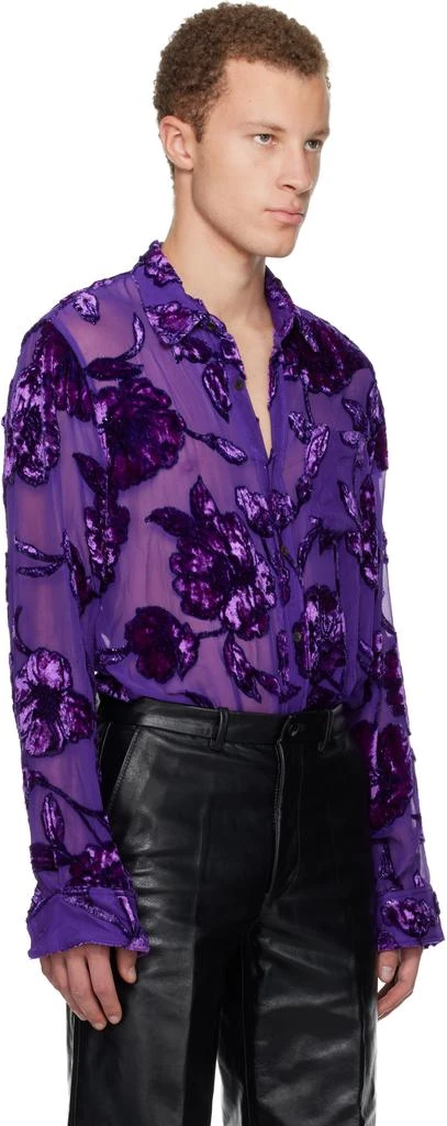 Dries Van Noten Purple Fitted Sheer Shirt 2