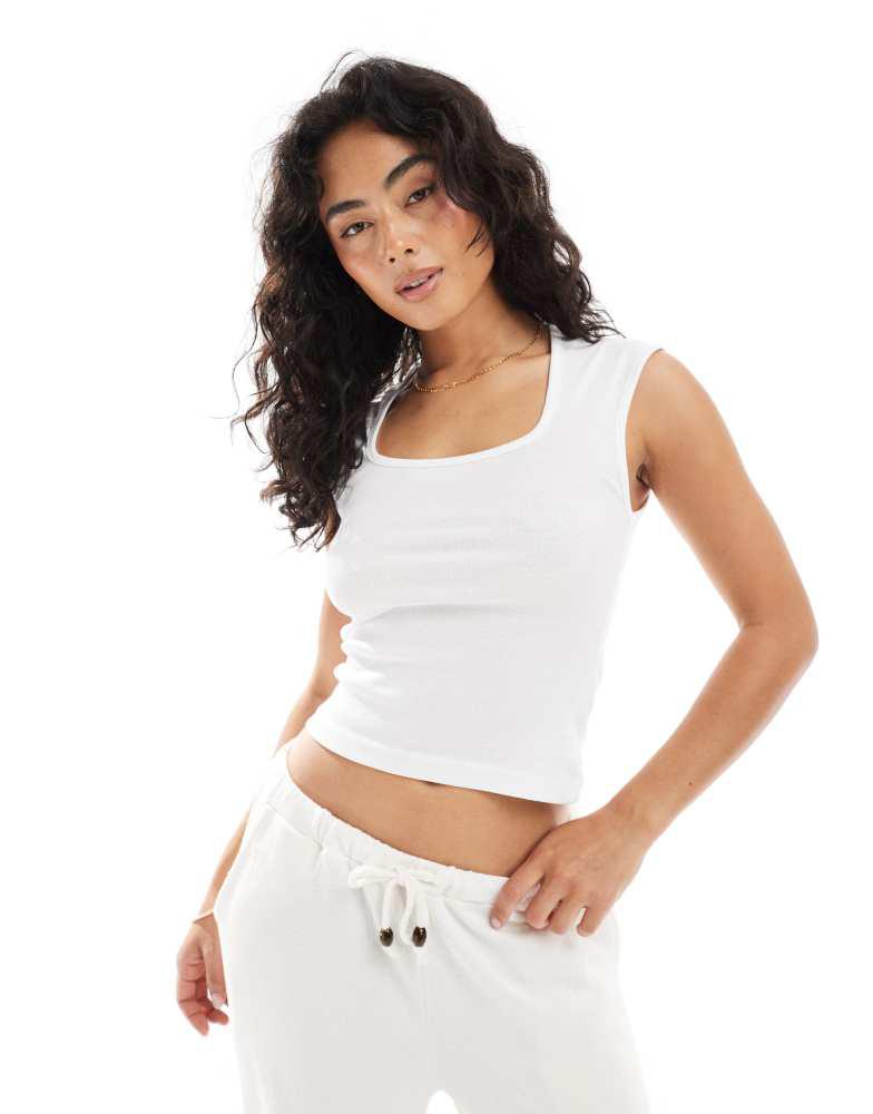 Brave Soul Brave Soul cotton rich square neck vest in white