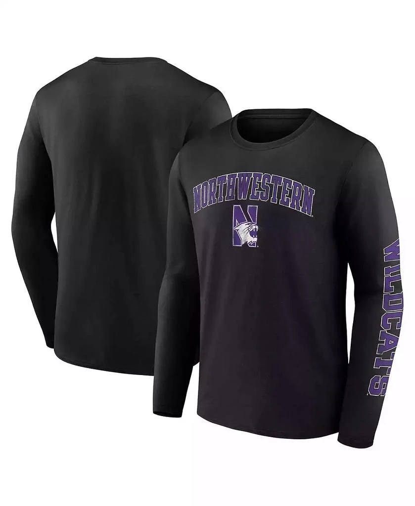 Fanatics Men's Black Northwestern Wildcats Distressed Arch Over Logo Long Sleeve T-shirt 1