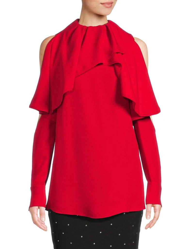 Valentino ​Cold-Shoulder Silk Top