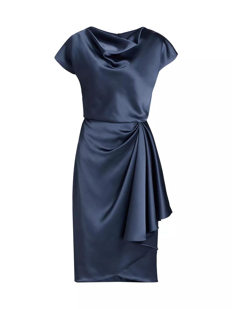Amsale Draped Satin Cocktail Dress