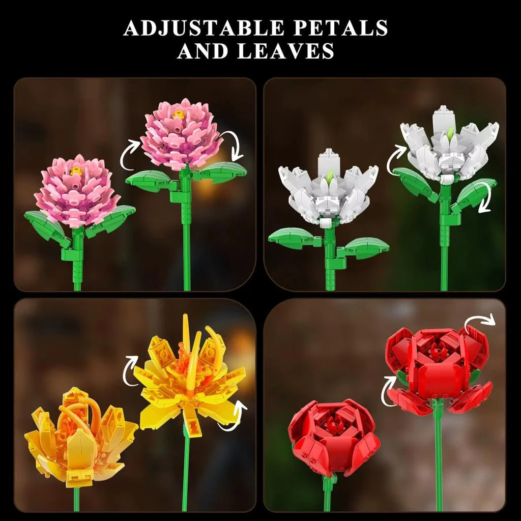 HOGOKIDS Botanical Flower Bouquet Building Set - 18 Floral Models for Home Decor and Gift Giving for Adults and Children 8+ 3