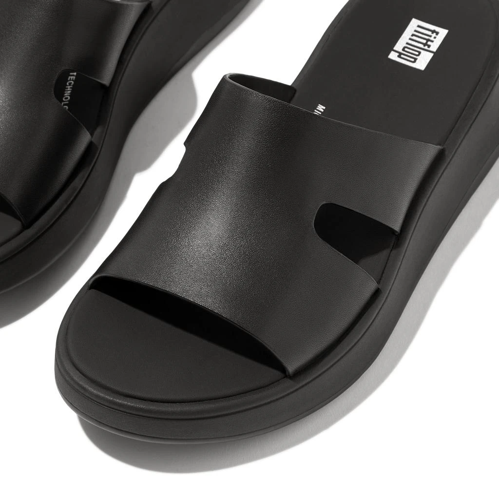 FitFlop F-Mode Raw-Edge Leather Flatform H-Bar Slides 5