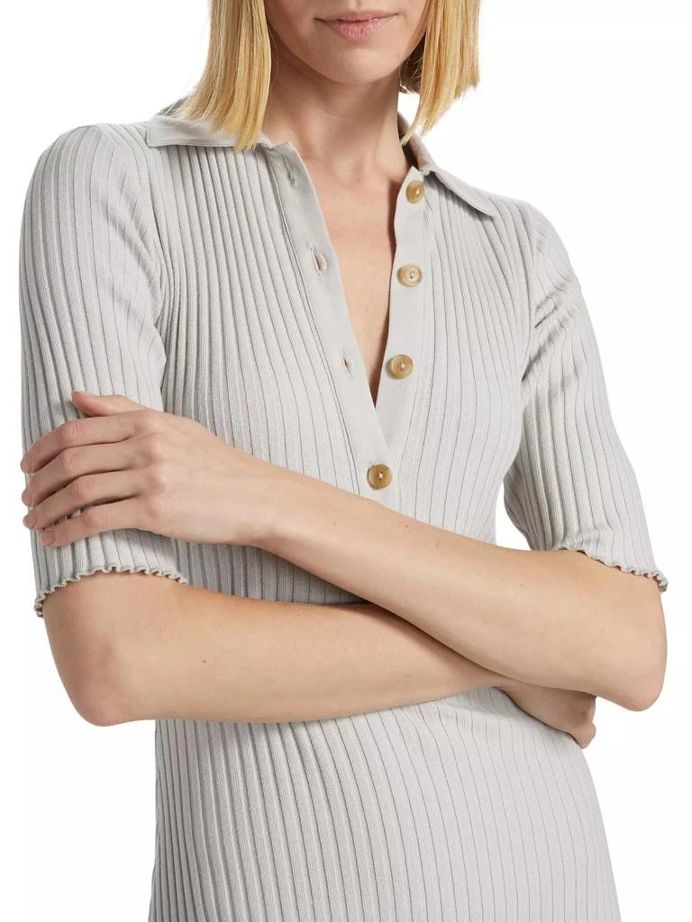 Vince Rib-Knit Polo Midi-Dress 6