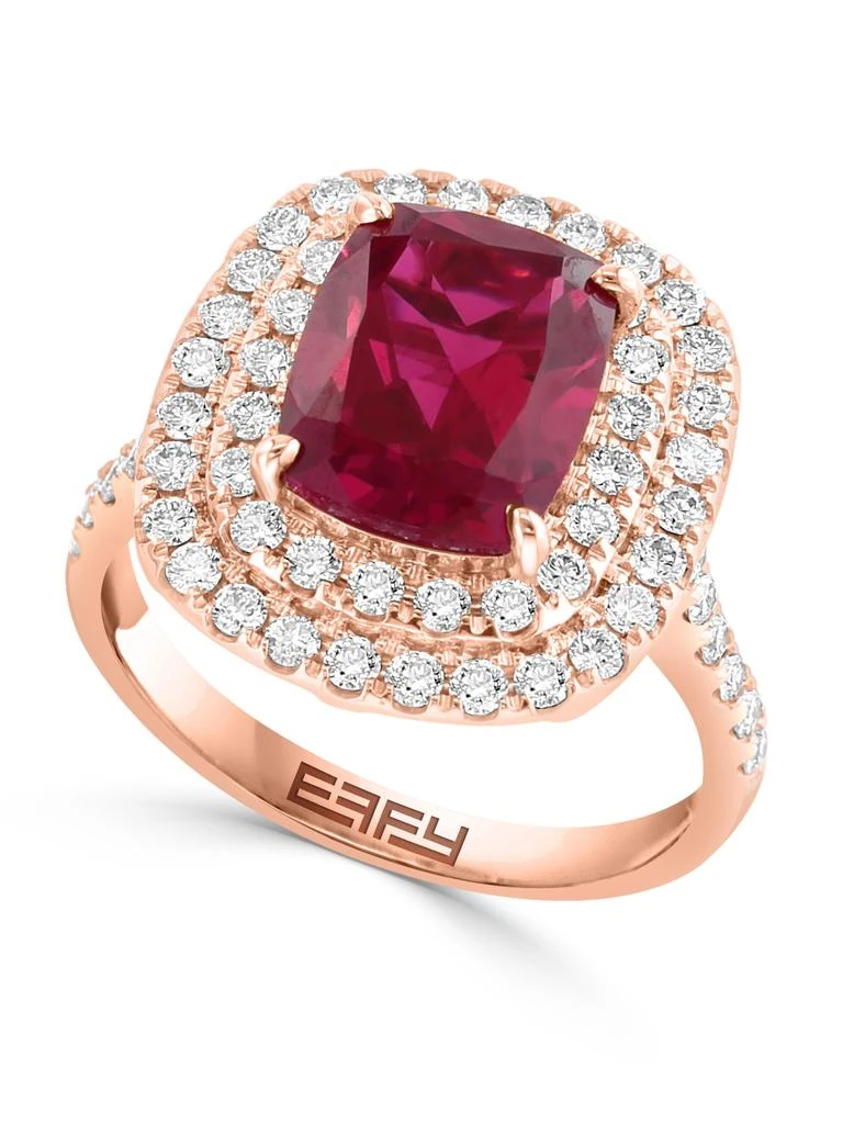 Effy 14K Rose Gold, Lab-Grown Ruby 
0.88 TCW Lab-Grown Diamond Ring