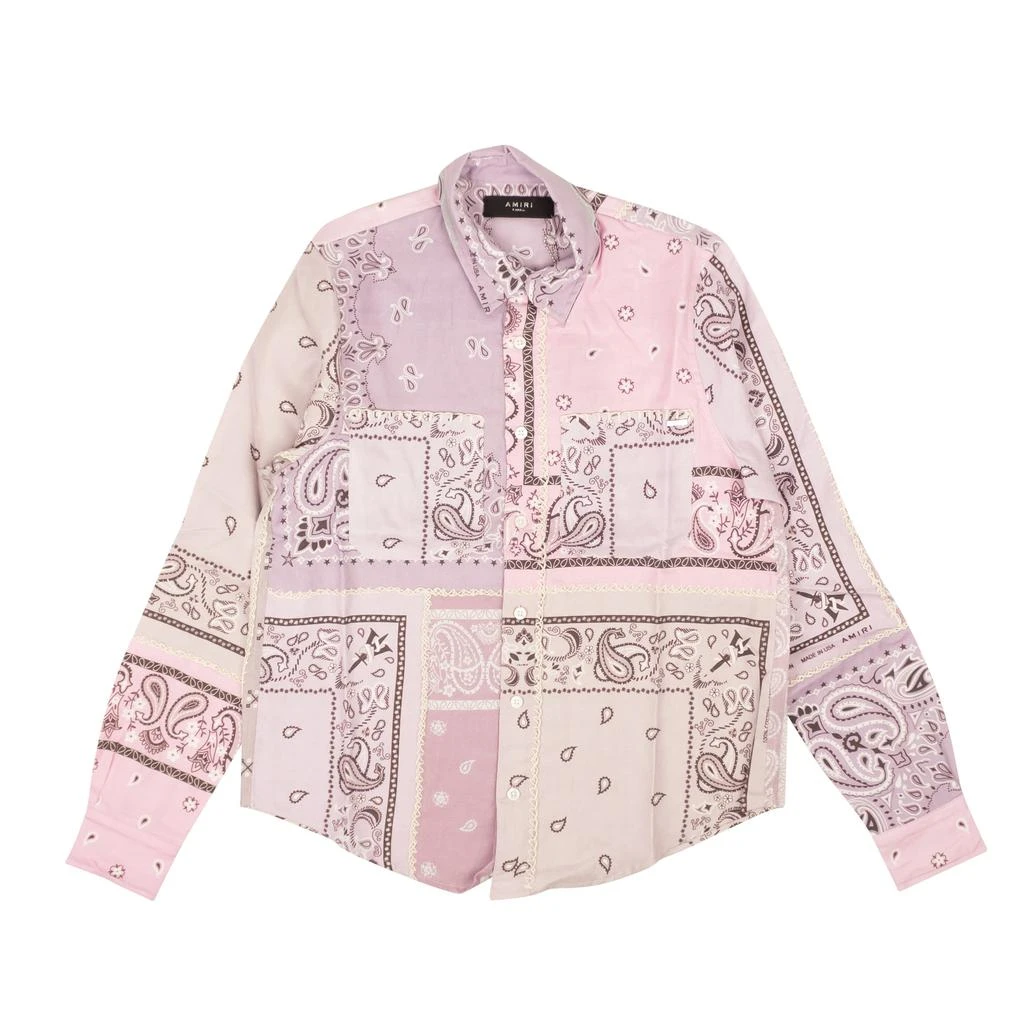 AMIRI Lavender Cotton Bandana Reconstructed Flannel Shirt 1