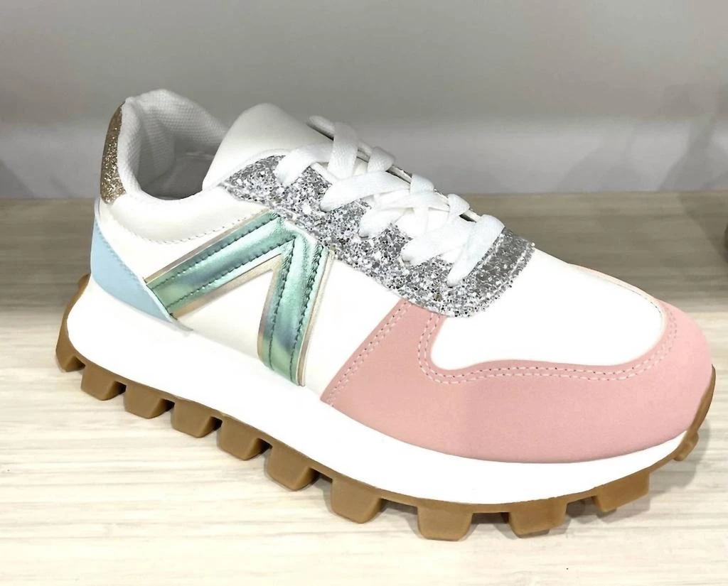 Gabby Women
s Glitter Sneakers In Cream Multi