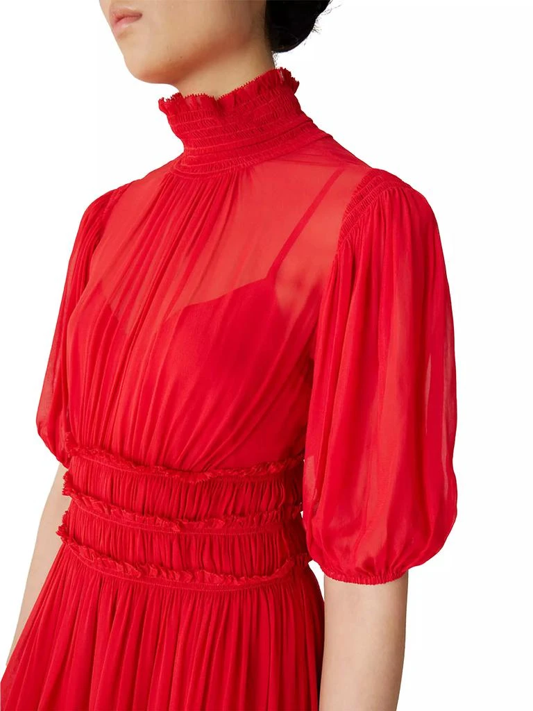Rebecca Taylor Chiffon Smocked-Waist Dress 5