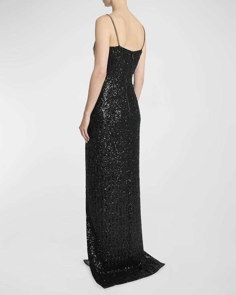 Balmain Dragrade Crystal Sequined Slit Gown 3