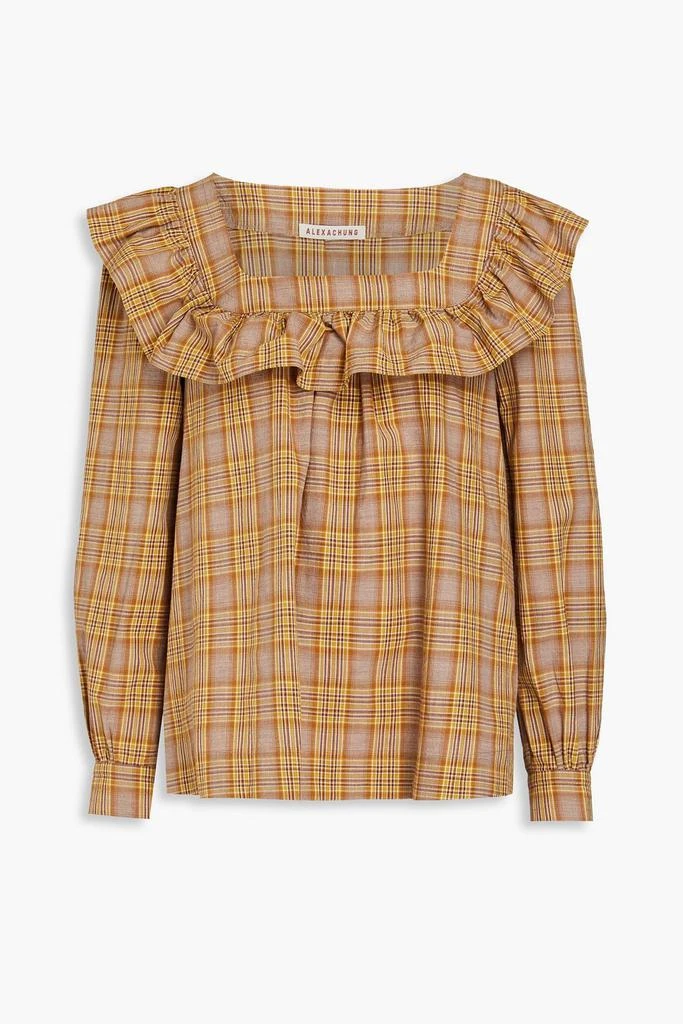 ALEXACHUNG Phyllis ruffled gingham cotton top 1