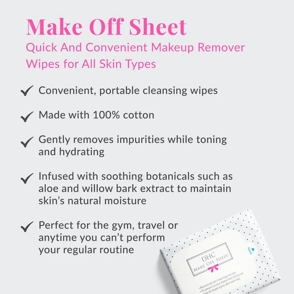 DHC DHC Make Off Sheet, Make Up Remover Wipes - 50 sheets 2